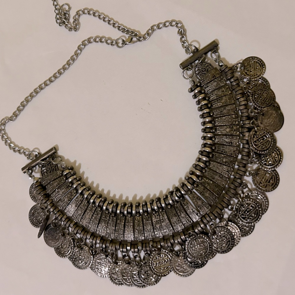 Traditional Ancient Aged Boho Coin Choker Necklace